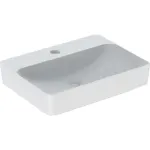 Lavabo sobre encimera serie Geberit VariForm, rectangular, con orificio para el grifo: 60x45cm, Rebosadero=Sin, Blanco